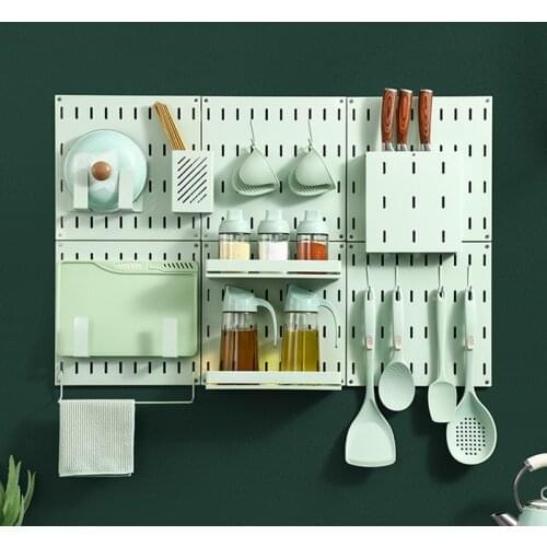 Green Stainless Steel Wall Mounted Kitchen Storage Rack Dish Drainer Plate Drying Shelf Hooks Cutlery Knife Holder Oragnizer