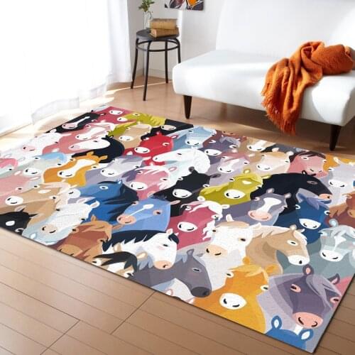 Animal Colorful Horse Carpets for Bedroom Home Decor Carpets Kawaii Rugs and Carpets for Home Living Room Outdoor Rug