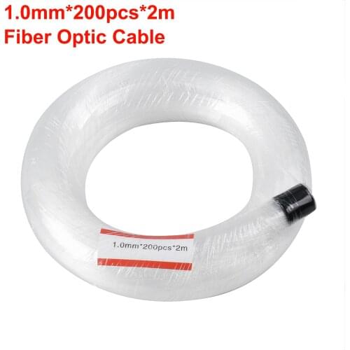 1.0mm*200PCS*2M End Glow Fiber Optic Light PMMA Plastic Cable for LED Engine Machine DIY Starry Sky Effect Decorative Home