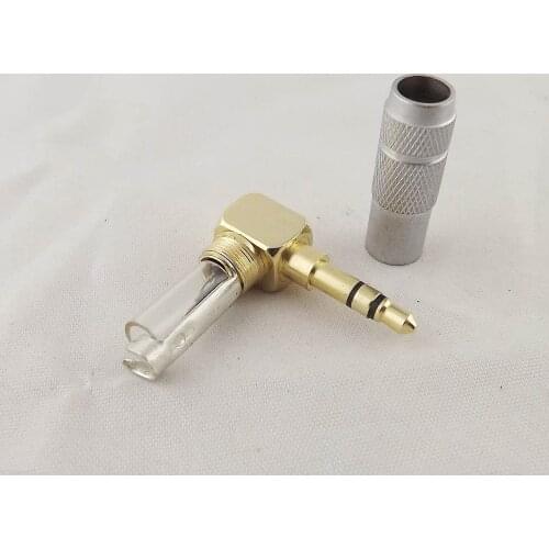 1pcs Gold Plated 3.5mm Stereo 3 Pole Male Plug Right Angled Audio Connector Solder