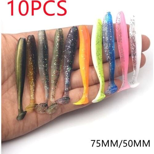 10pcs/Lot Fishing Jig Wobblers Soft Lures 75mm 50mm Easy Shiner Double Color Silicone Artificial Bait Swimbait Carp Bass Tackle