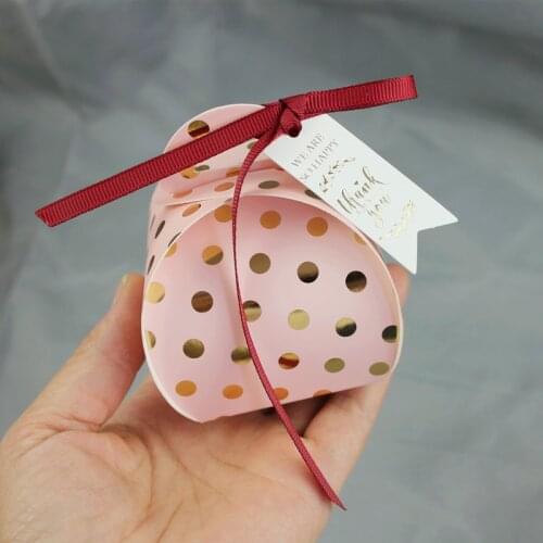 100pcs Cute Dots Bronzing Candy Boxes Chocolate Box for Baby Shower Gift Box Birthday Wedding Party Favor Box Dropshipping