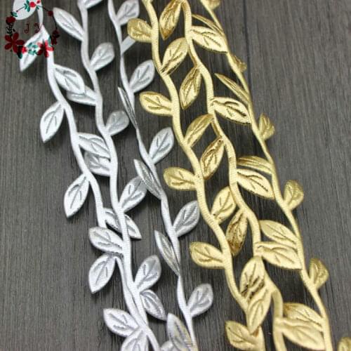 100 yards Metallic Golden Silver Fabric Vines Wedding Ribbon Trims Party Garlands Leaves Cut Outs Home Decor Party Supply