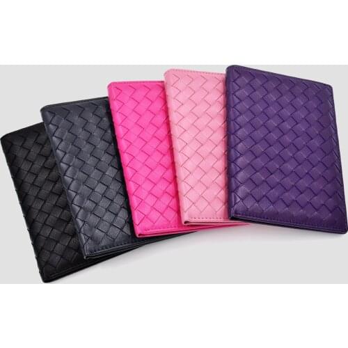 2020 New 100% Genuine Leather High Quality ID Card Passport Holder Wallet Luxury Womens Woven Multifunctional Travel Purse