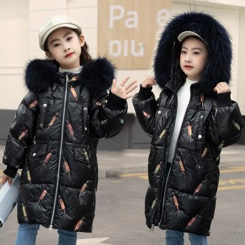 2021 New Fashion Winter Girls Down Coat Real fur Collar Parkas Childrens Jacket Thicken Girl Snowsuit Coat for Girl 5-12Years