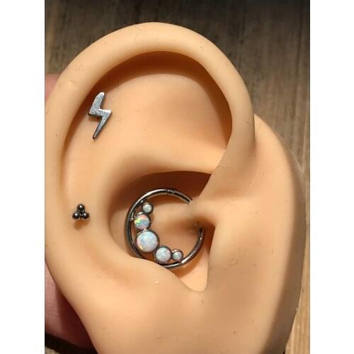 3pc/set Trinity Lighting Labret Lip Ring Opal Septum Clicker Internally Threaded 16G Tragus Helix Ear Piercing Earring women