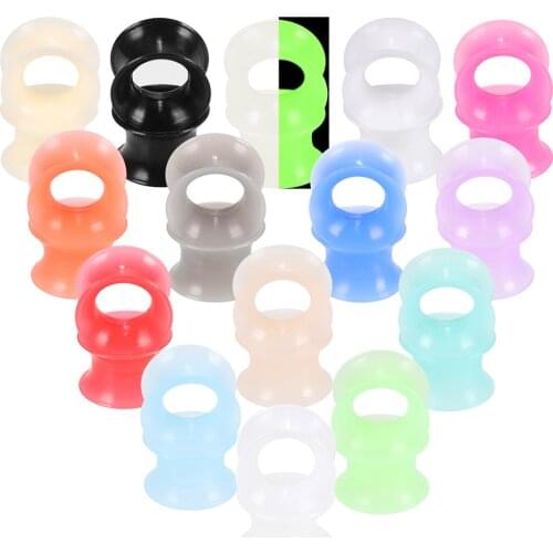 30pcs/lot Silicone Flexible Thin Hollow Ear Tunnel and Plug Gauges Assorted Colors Ear Stretcher Expander Piercings Body Jewelry