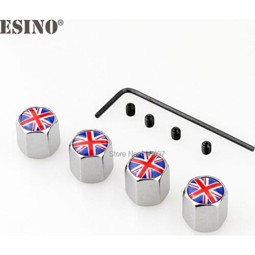 40 x Car Styling England National Flag Anti-theft Stainless Wheel Tire Valve Stems Caps Car Wheel Tire Stem Air Valve Caps