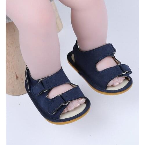 1Pair Baby Shoes Anti-slip Breathable Rubber Faux Leather bright color Newborn Crib Sandals Baby Shoes Summer Baby Shoes 2021