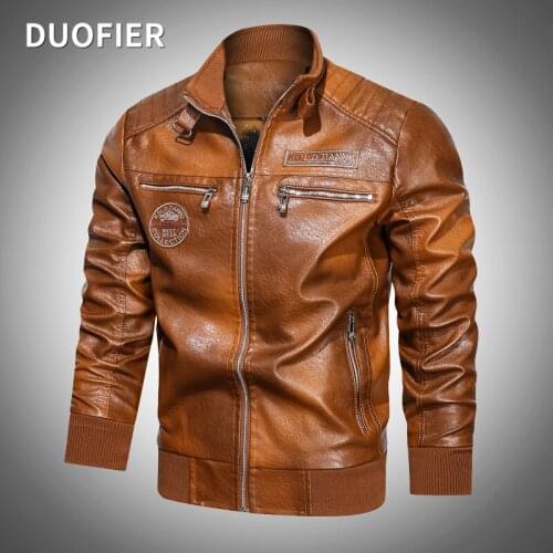 Brand Mens Leather Jackets New Stand Collar Warm Jacket Men High Quality Classical Biker Jacket Male Plus Thick Motorcycle Coats