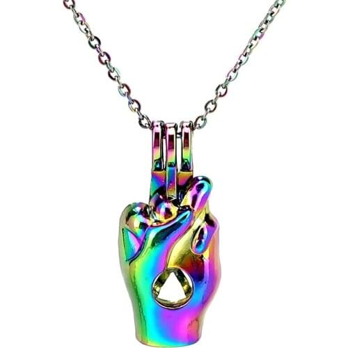 C947 COLORS Knock Gesture Frighting Cage Locket Necklace Pendant Aroma Essential Oil Diffuser Fun Gift