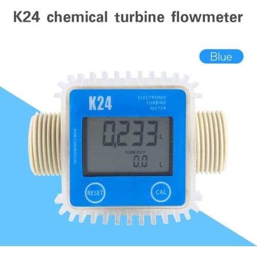 K24 Turbine Digital Oil Fuel Flow Meter Gauge for Chemicals Liquid Water Test Lead Accessory Turbine Meter