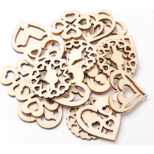 30pcs 28mmWood Wooden Hearts Embellishment Handmade Crafts Sewing Accessories Scrapbooking DIY Supplies For Home Decor Love Gift