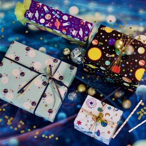 Childrens Space Gift Wrapping Paper Universe Planet Starry Sky Birthday Gift Paper Wrapping Paper Christmas Wrapping Paper New