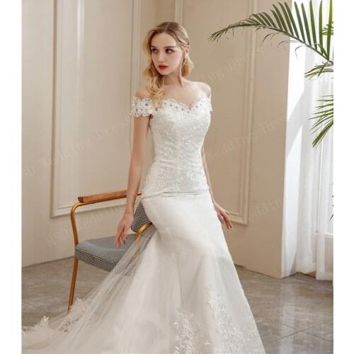 Long Embroidery Real Photo Fashion Elegant Mermaid Wedding Dress 2021 New Marriage Dress Robe De Mariee Vestidos De Novia Sereia