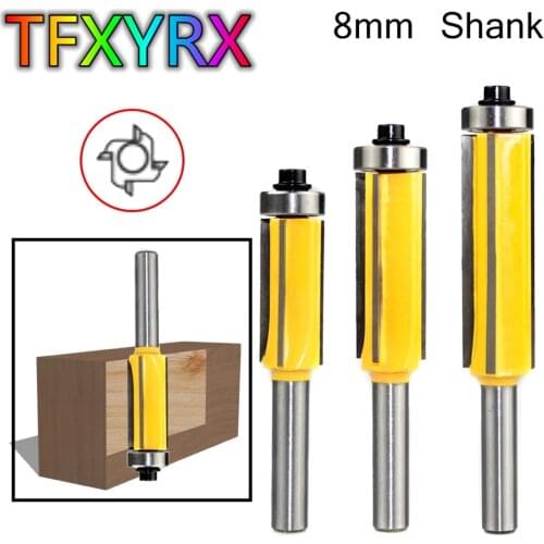 1pc/3pcs 8mm Shank Flush Trim Router Bits Z4 Pattern Top & Bottom Bearing Milling Cutters for Wood Woodworking Tools
