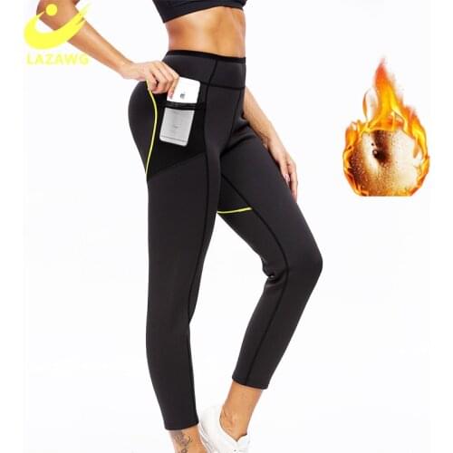LAZAWG Hot Thermo Sweat Sauna Capris Leggings Shapers Waist Trainer Pant Womens Neoprene Sauna Slimming Pants Gym Workout