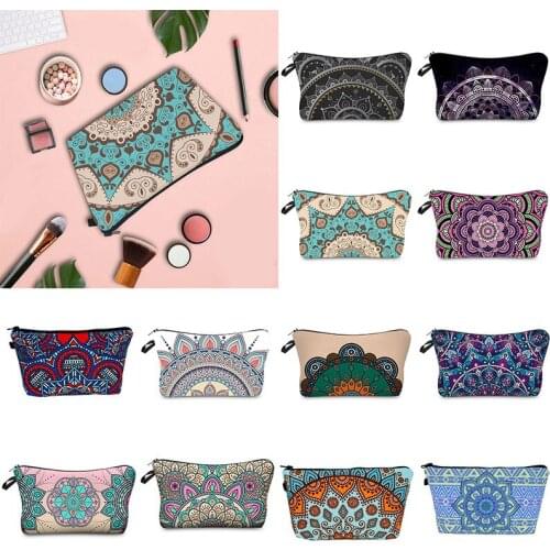 Makeup Bag With Mandala Flower Printing Pattern Cute Organizer Bag Pouchs For Travel Bags Pouch Womens Cosmetic Bag Organizers