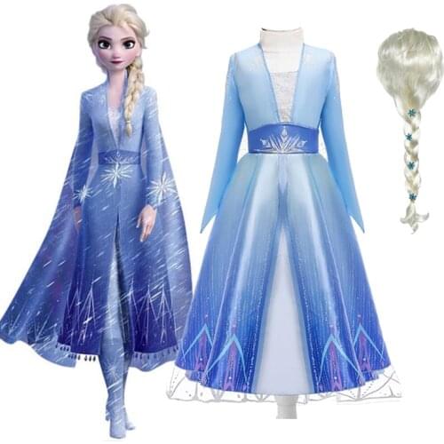 Disney Frozen Elsa Dresses Princess Party Elsa Costume Snow Queen Vestidos Hair Accessory Set Halloween Girls Party Clothes