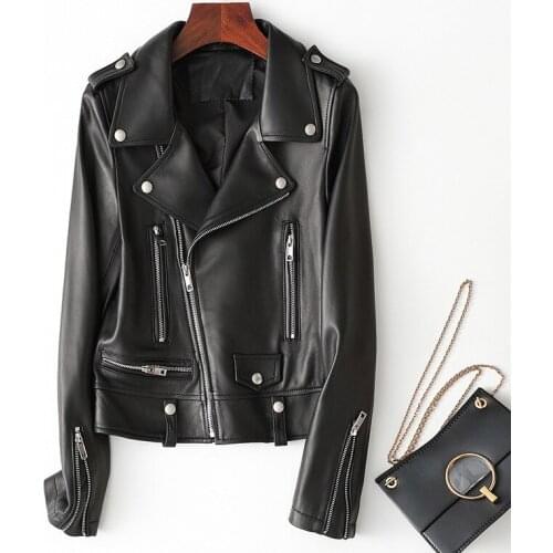Ladies Genuine Leather Jacket Sheepskin Coat Real Genuine Leather Jacket Women Motorcycle Slim Autumn Winter Female Outerwear