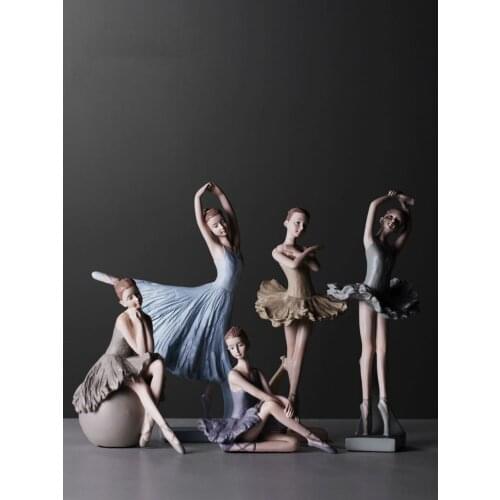 Hot Sell Ballerina girl dance resin statue elegant figure craft creative home desktop decoration dance girl ornaments