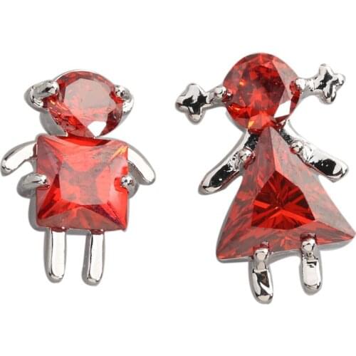 Honey Red Garnet 5*5mm Semi-precious Silver Cool For Womens Stud Earrings ED0091
