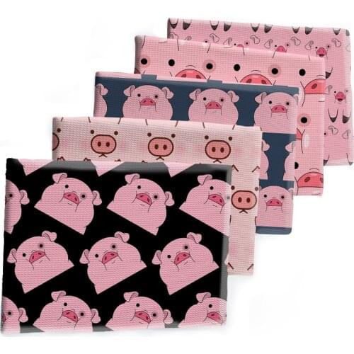 Cartoon Pig Design Pattern Printed Bullet Textured Liverpool Patchwork Tissue Kids home textile 50*145cm