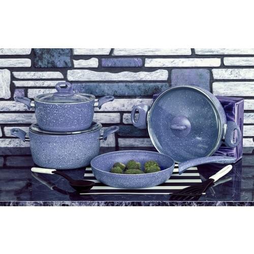 Alkar Planetary Granite Coating Cookware Set 7 Piece Gray