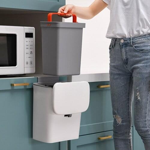 9L Wall Mounted Trash Can With Lid Kitchen Garbage Bin With Inner Barrel Bathroom Wall Mounted Waste Bin