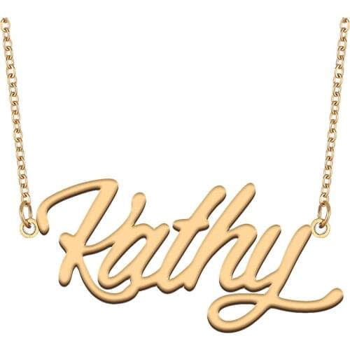 Kathy Name Necklace for Women Stainless Steel Jewelry 18k Gold Plated Nameplate Pendant Femme Mother Girlfriend Gift