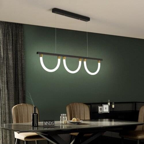 Nordic Led Restaurant Chandelier Simple Modern Creative Personality Light Luxury Long Circle Bar Table Chandelier New 2021