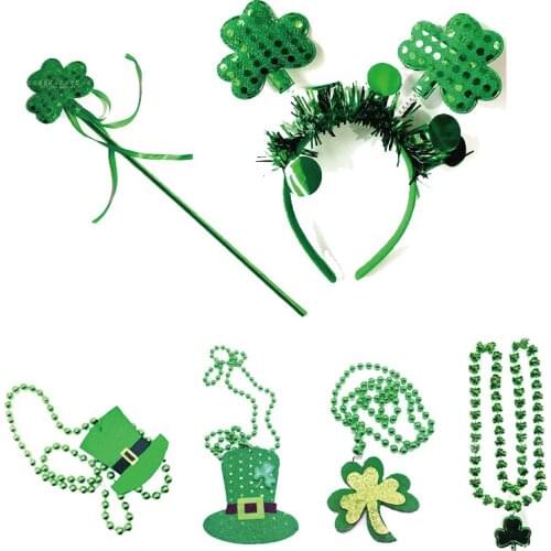 St. Patrick Holiday Green Headband Decoration Cute Plastic Stretchable Headdress Novelty Head Ornaments yl82