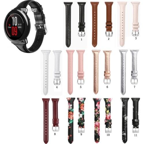 20mm 22mm Slim Genuine Leather Watch Band Strap for Huami Amazfit PACE Wristband for Amazfit Stratos 2 2S 3 GTR 47mm GTR2 strap