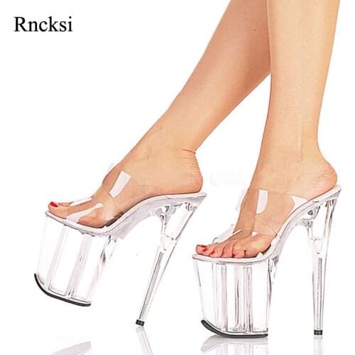 Rncksi Clear New Sexy Women 20CM Super High Heel Platforms Pole Dance/Performance/Model Shoes Lady Wedding Party Slippers Shoes