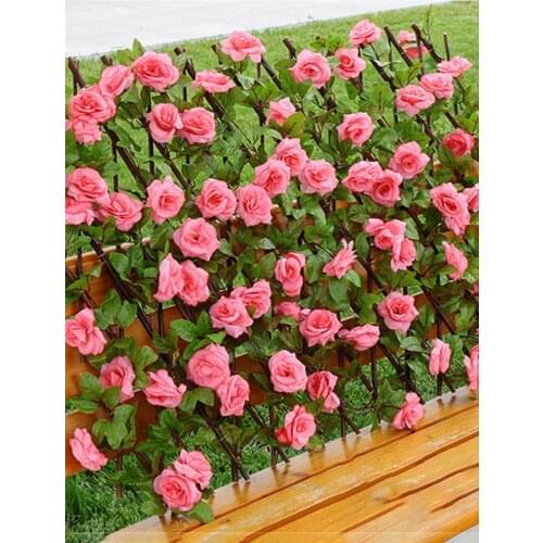 Garden Fence Willow Wooden Hedge With Artificial Flower Leaves Garden Decoration Privacy Screen Screening Expanding Trellis