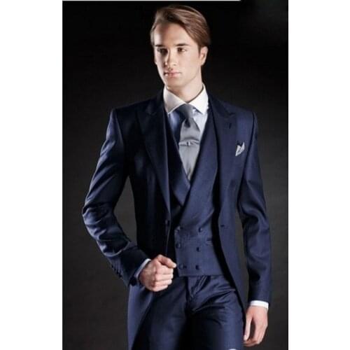 Handsome Groomsmen Wool blend Groom Tuxedos Mens Wedding Dress Man Jacket Blazer Prom Dinner (Jacket+Pants+Tie+Vest) A64