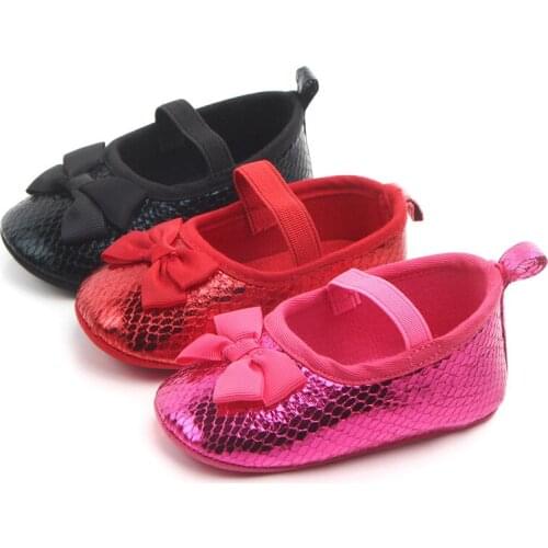 Fashion New Baby PU Shoes First Walkers Lovely Bowknot Infants Girls Princess Shoes Soft Bottom Newborn Crib Shoes