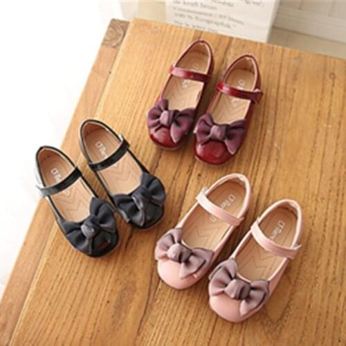 JY Children girls PU shoes Girls princess lace bowknot Shoes Flat casual Shoes 21-36 3colors TB02