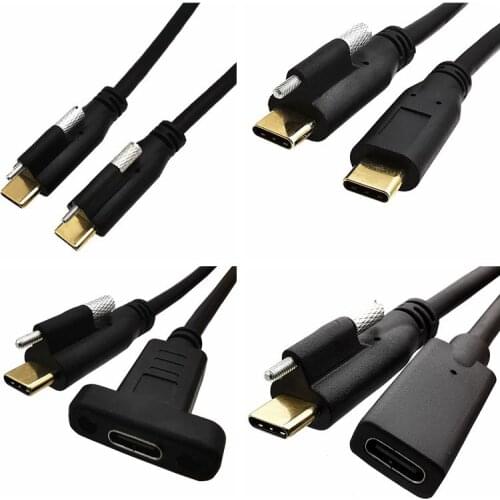 USB 3.1 Type-C Female to USB-C Male Data with screw Cable 0.3m 0.6m 1.0m 2.0m