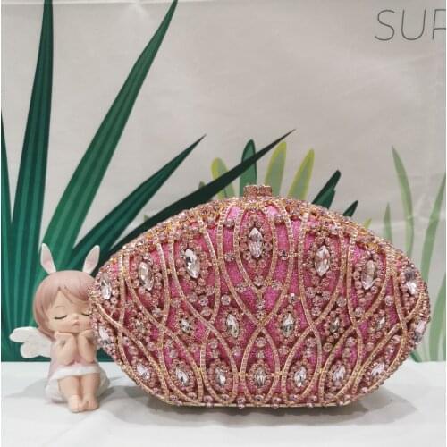XIYUAN Women Pink Color Crystal Clutch Bag Evening Bags For Wedding Bridal Rhinestone Handbags Party Dinner Minaudiere Purses