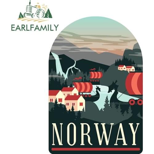 EARLFAMILY 13cm x 9.1cm for Norway Viking Ship Funny Car Stickers Auto Bumper Trunk Decal Personality Waterproof Vinyl Car Wrap