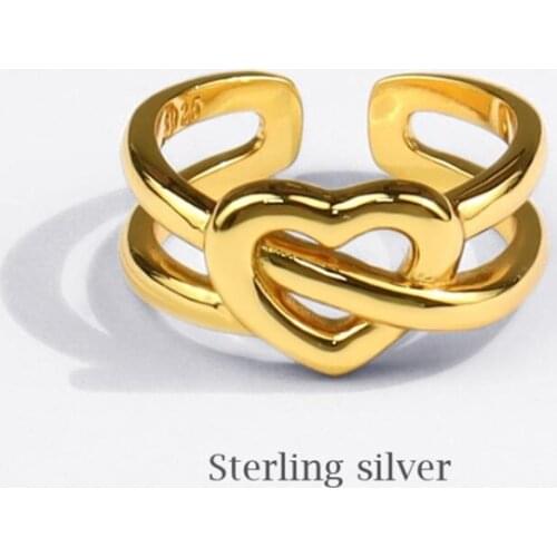 Sole Memory Creative Heart Romantic Gift 925 Sterling Silver Female Resizable Opening Rings SRI792