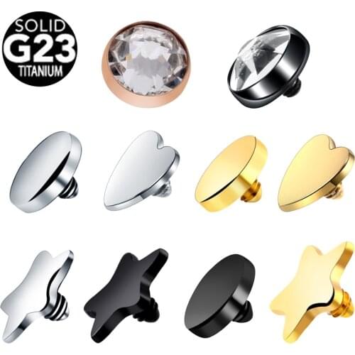 1Pc G23 Titanium Micro Dermal Piercing Gem Micro Dermal Anchor Crystal Dermal Top Surface Skin Driver Body Piercing Stud 14G