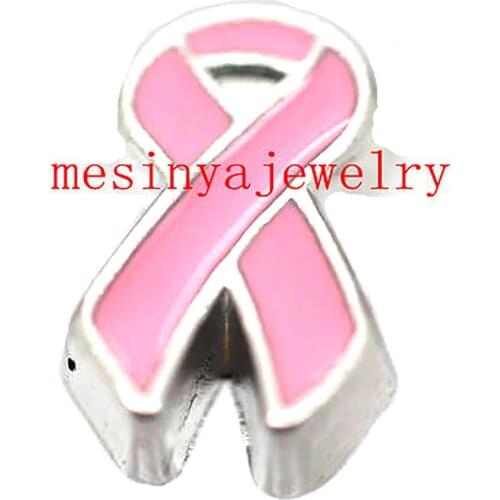 10pcs New Style Pink Ribbon Custom Floating Charms For Glass Locket