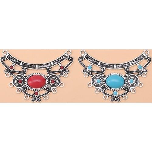 10pcs Tibetan Silver Large Boho Chandelier Multi Strand Connector Charms Pendants for Necklace Jewelry Making Accessories