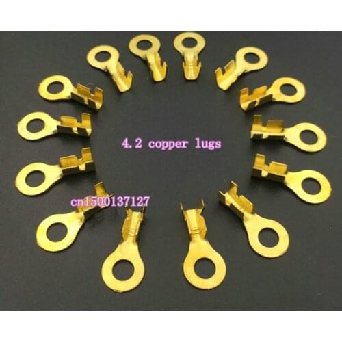 100pcs 4.2 round lugs cold-pressed terminals copper openings nose grounding ring ground end