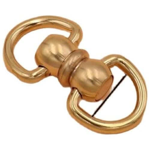 2 Pcs Solid Brass Swivel Eye Double End D Rings Rotating Connector Buckle For Keychain Wallet Phone Case Leather Craft Decor