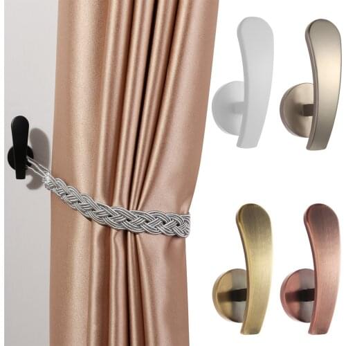 2pcs Curtain Holdback Curtain Tieback Mounted Metal Hooks Wall Hanging Hook Modern Curtain Holder Home Decor