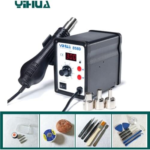 220V Hot Air SMD Rework Station Heat G un SMT Solder soldering iron Welding Repair Tools YIHUA 858D