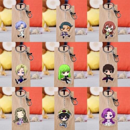 Acrylic Keychain Comic CODE GEASS Lelouch Theme Keyring Jewelry Two Sided Cartoon Figure knight of Seven Pendant Keyholder Gift